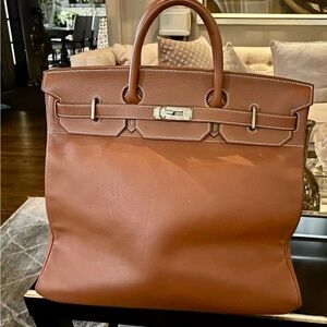 Beautiful Hermes Hac Haut a courroies 45 vintage Leather Handbag rare